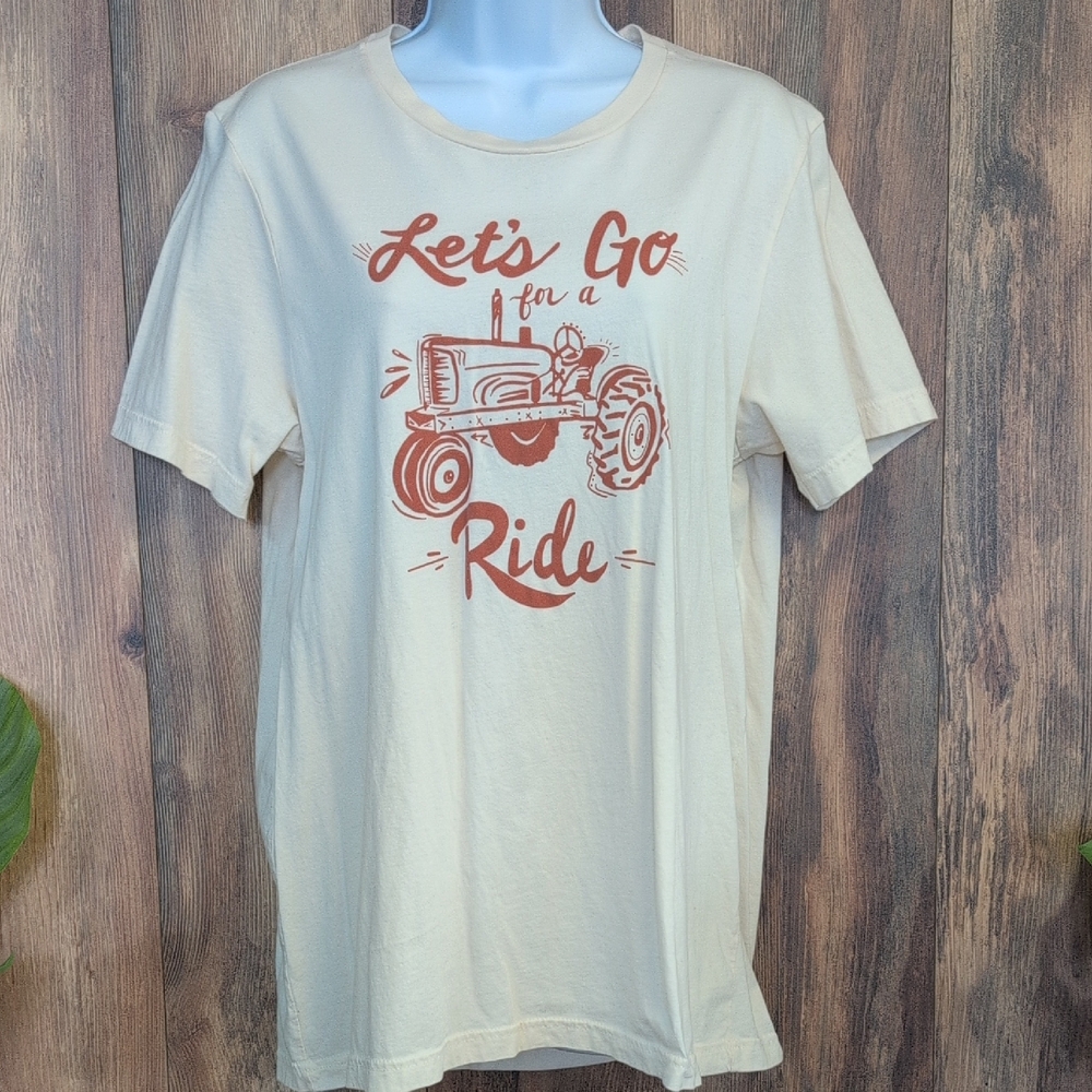 Bella Canvas Cream 'Let's Go for a Ride' Tractor Tee L             P411